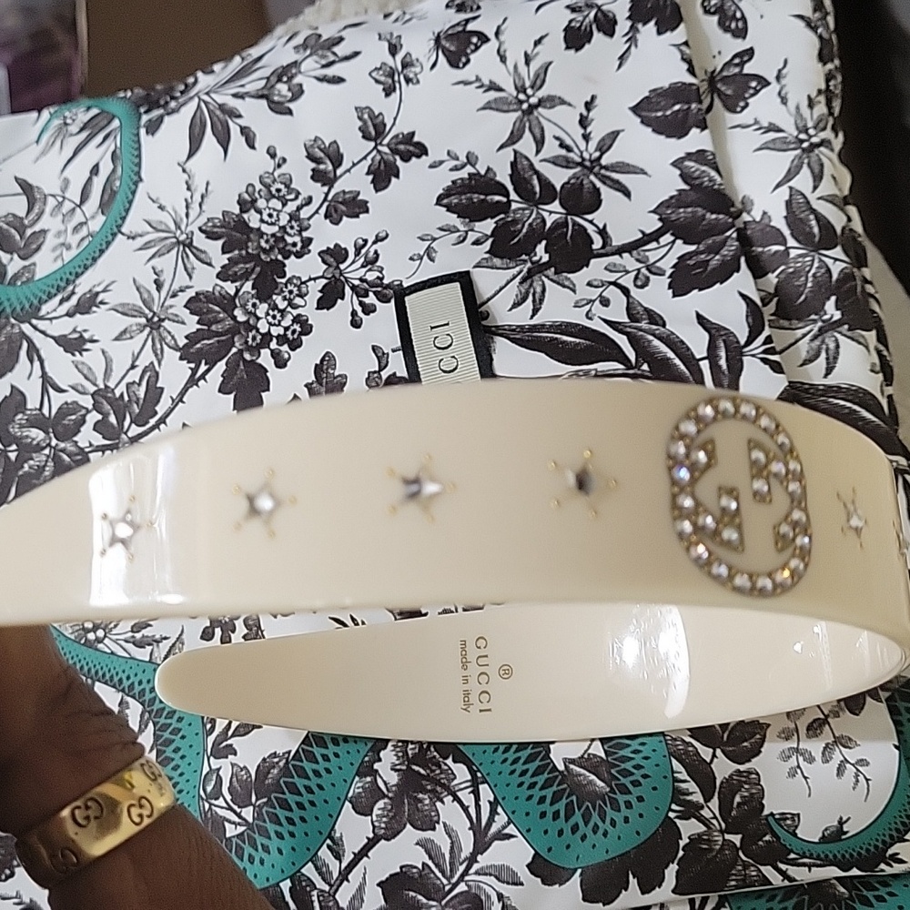 GUCCI BEIGE CRYSTAL NWOT EMBELLISHED HEADBAND - Picture 6 of 9